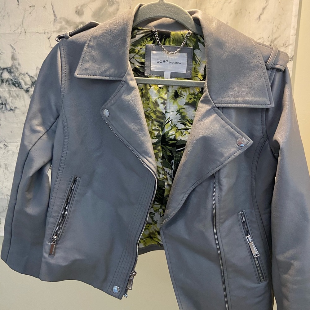 Grey BCBG Leather Jacket